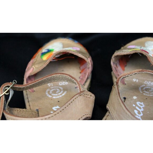 Huaraches Rocio Mexican Leather Sandals Girls 10 Toddler Unicorn Rainbow Ankle S - Picture 7 of 9